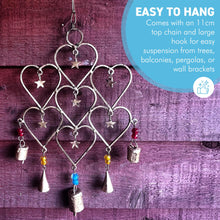 Load image into Gallery viewer, Vintage Style Garden Windchime with Hearts & Stars in distressed golden metal