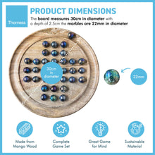 Load image into Gallery viewer, 30cm Diameter MANGO WOOD SOLITAIRE BOARD GAME with SPARKLY JUPITER GLASS MARBLES | |classic wooden solitaire game | strategy board game | family board game | games for one | board games