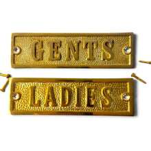 Load image into Gallery viewer, The Polished Brass Ladies & Gents Signs – A Matching Pair of Cast Brass Toilet Door Plaques