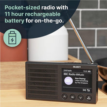 Load image into Gallery viewer, PORTABLE BLUETOOTH DAB/DAB+ RADIO | Rechargeable Battery Pocket Radio with 11 Hours Playback | FM Radio, Dual Alarm, 20 Presets, and Full Colour LED Display | USB, Headphone Jack | Majority Eddington
