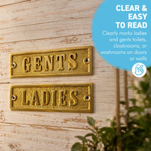 Load image into Gallery viewer, The Polished Brass Ladies & Gents Signs – A Matching Pair of Cast Brass Toilet Door Plaques