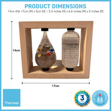 Load image into Gallery viewer, GALILEO WEATHER STATION | Glass thermometer | Weather forecaster | Weather gift | Glass Galileo with storm glass | Weather thermometer | 14cm (H)x 17cm (W) x 5cm (D)