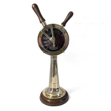 Load image into Gallery viewer, 35cm high Replica ships brass telegraph on a wooden base | Nautical home décor | Coastal maritime ornament