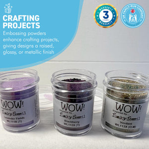3 x Wow! Embossing Powders 15ml | LAVENDER FIELDS, BLACKBERRY AND VERDANT regular| Free your creativity and give your embossing sparkle
