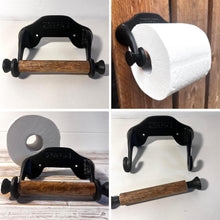 Load image into Gallery viewer, Elegant Victorian-Style Cast Iron Toilet Roll Holder – Wall-Mounted, Fixed Arm Design in Classic Black Antique Finish
