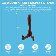 Load image into Gallery viewer, Wooden Plate Display Stands 25cm – Set of 4 Hinged Easel Holders