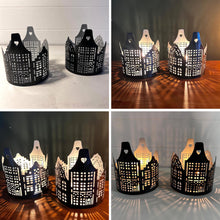 Load image into Gallery viewer, Set of 2 black & silver Tealight Holders,  stylish home decor