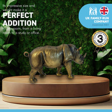 Load image into Gallery viewer, RHINO ORNAMENT IN ANTIQUE GOLD COLOUR FINISH | Wildlife Statue | Rhinoceros | Ornaments for the Home | Rhino Lover Gift Birthday Friendship Gifts | Wildlife Animal Lover Gift