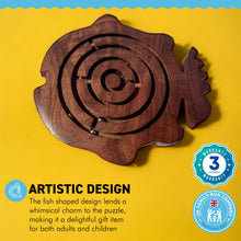 Load image into Gallery viewer, HANDCRAFTED FISH SHAPED WOODEN LABYRINTH GAME | Hand Maze Puzzle | Hand Eye Co Ordination Toy | Traditional Toy | Retro Game | Brain Teaser