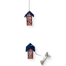 Load image into Gallery viewer, 2 x Red and white beach hut light pull | Nautical Theme Wooden Beach Hut Cord Pull Light Pulls