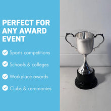 Load image into Gallery viewer, The 30cm Silver Trophy Cup – Aluminium with a Contrasting Black Base
