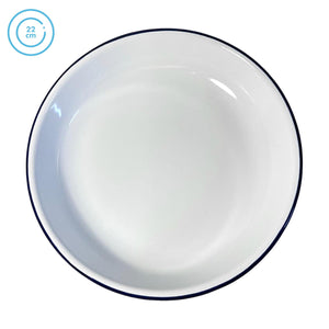22CM WHITE ENAMEL DINNER PLATE | Pasta and Rice plate | Enamel plate | Single plate | Traditional dinner plate | Kitchen plate for pies, sides and dinner | 22cm diameter with 4cm depth