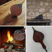 Load image into Gallery viewer, 𝗧𝗥𝗔𝗗𝗜𝗧𝗜𝗢𝗡𝗔𝗟 𝗦𝗧𝗬𝗟𝗘 𝗪𝗢𝗢𝗗 & 𝗙𝗔𝗨𝗫 𝗟𝗘𝗔𝗧𝗛𝗘𝗥 𝗙𝗜𝗥𝗘𝗣𝗟𝗔𝗖𝗘 𝗕𝗘𝗟𝗟𝗢𝗪𝗦 𝟰𝟬𝗖𝗠 – Log Fire Air Blower for Wood Burners | Coal Stoves | Winter Heating | Cosy | Fireplace Accessories and Gifts