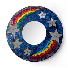 Load image into Gallery viewer, Rainbow & Stars Celestial Round Mirror, Stunning Mosaic Design, 30cm diameter Decorative Mirror