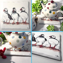 Load image into Gallery viewer, Puffin Stone Pot Rest, Watercolour Illustrative Art, Heat Resistant Up to 200°C