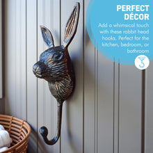 Load image into Gallery viewer, Sturdy Wall-Mounted Cast Iron Rabbit Head Hook Hanger for Hats, Coats, Clothes - Ideal for Kitchen, Bathroom, Bedroom, Office