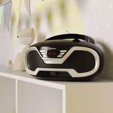 Load image into Gallery viewer, Oakcastle CD200 PORTABLE CD PLAYER BOOMBOX with Bluetooth & FM Radio, 3.5mm AUX headphone jack and USB input, mains and battery music system for adults and children with stereo sound speakers