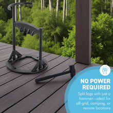 Load image into Gallery viewer, 𝗖𝗔𝗦𝗧 𝗜𝗥𝗢𝗡 𝗟𝗢𝗚 𝗦𝗣𝗟𝗜𝗧𝗧𝗘𝗥 𝗪𝗜𝗧𝗛 𝗛𝗔𝗠𝗠𝗘𝗥 | 31cm (12”) (H) | Wood & Kindling Splitting Tool | Firewood Cutter with Pre-Drilled Base | Splitting Blade | Fireplace Decor