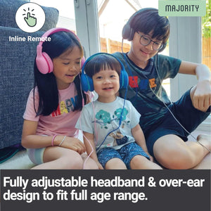Majority WIRED KIDS HEADPHONES OVER EAR | Comfort Soft Cushion Earpads  | Lightweight & Fully Foldable Childrens Headphones Superstar | 85-94db Volume Limiter for School, Travel & Home | Grey