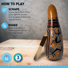 Load image into Gallery viewer, TRADITIONAL PERUVIAN FAIRTRADE GOURD GUIRO and SHAKER | Carved Shaker | Musical Instrument | Rainmaker |Musical Instrument | Percussion