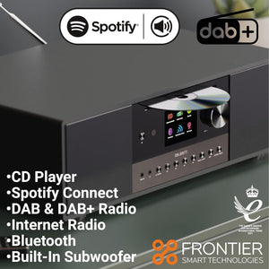 Majority INTERNET RADIO CD PLAYER WITH DAB+ & FM RADIO and a Powerful Subwoofer | 120W 2.1 Speaker System | Smart Radio with Spotify, Podcasts, Bluetooth, 90+ Presets, TFT Display | Quadriga