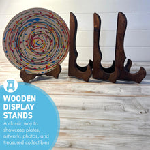 Load image into Gallery viewer, Wooden Plate Display Stands 25cm – Set of 4 Hinged Easel Holders