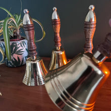 Load image into Gallery viewer, Set of Four Elegant 18cm Aluminium Library Hand Bell with Antique Brass Finish and Wooden Handle