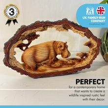 Load image into Gallery viewer, SOLITARY HIPPO IN WOOD EFFECT RESIN  |Ornaments for The Home | Home Accessories | Animal Lover Gift Birthday Friendship Gifts | Wildlife Lover Gift| Ornaments | Hippopotamus