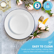 Load image into Gallery viewer, 24cm White Enamel Dinner Plate | Enamel plate | Single plate | Traditional dinner plate | Kitchen plate for pies, sides and dinner | 24cm