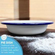 Load image into Gallery viewer, Traditional White Enamel Pie Dish, Baking Tin for Pudding, Steak, and More (16cm diameter x 3cm depth) Oven-Safe Bakeware