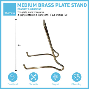 MEDIUM BRASS PLATE STAND | Photo frame stand | Decorative picture stand | Brass easel | Plate stands for display | Picture and plate stand | Home decor | 4 inches
