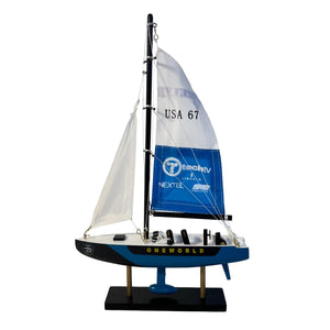 ONE WORLD AMERICAS CUP MODEL YACHT | Sailing | Yacht | Boats | Models | Sailing Nautical Gift | Sailing Ornaments | Yacht on Stand | 33cm (H) x 21cm (L) x 4cm (W)