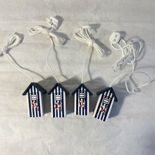 Load image into Gallery viewer, Set of 4 Dark Blue beach hut light pulls | Nautical Theme Wooden Beach Hut Cord Pull Light Pulls