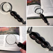 Load image into Gallery viewer, Silver Handheld Magnifying Glass with black beaded handle, Stylish Magnifier for reading