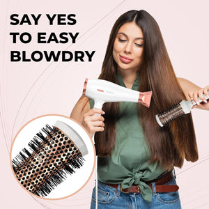 Lily England Round Hair Brush Set, 4 Piece Professional Blow Dry Kit with 3 Round Brushes and Comb for Styling, Beauty Gifts Sets for Women