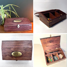 Load image into Gallery viewer, Sheshan Wooden Desktop Organizer with Four Compartments and Hinged Lid – Stylish Storage Box for Office or Home