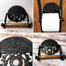 Load image into Gallery viewer, Elegant Black 'Crown' Iron Toilet Roll Holder – Decorative, Durable, and Stylish Bathroom Accessory