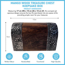 Load image into Gallery viewer, Mango Wood Treasure Box with floral embossed design, ideal for jewellery & trinkets