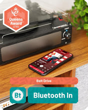 Load image into Gallery viewer, 𝗩𝗜𝗡𝗬𝗟 𝗥𝗘𝗖𝗢𝗥𝗗 𝗣𝗟𝗔𝗬𝗘𝗥 𝗪𝗜𝗧𝗛 𝗦𝗣𝗘𝗔𝗞𝗘𝗥𝗦 | Bluetooth 5.0 Turntable with AUX, RCA Output | Vinyl Player with Multi-Playback Speed & 45 RPM Adapter | Wooden Home Audio Record Player | Oakcastle TT100 Turntable