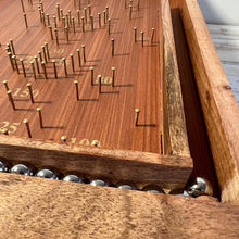 Load image into Gallery viewer, Classic vintage style TABLETOP PINBALL BAGATELLE GAME 40cm x 25cm, Spring plunger with brass pins and steel balls, Shesham Rose wood board, vintage traditional pub game