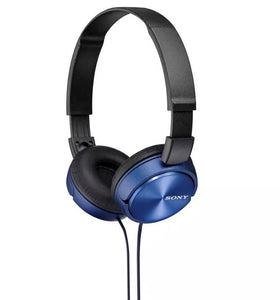 Sony Blue ZX310 On-Ear Headphones | metallic earcups, coloured grooved cables and comfortable padded ear pieces | 1.2 m cord length