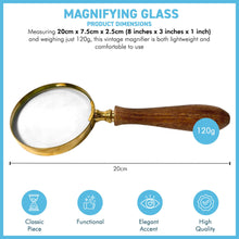 Load image into Gallery viewer, Elegant Regency Style Wooden Handle Magnifying Glass for Reading, Handheld Magnifier