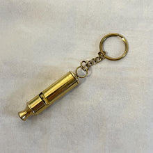 Load image into Gallery viewer, LOUD BRASS WHISTLE on keyring | emergency survival whistle | One piece | Outdoor survival whistle | supplied on Key-Chain or Hang Around Your Neck and Carry it Anywhere
