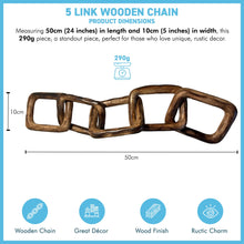 Load image into Gallery viewer, Rustic Wooden rectangular 5-Link Chain Ornament for Home Decor, Ideal for Living Room, Shelf, and Coffee Table Decoration