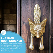 Load image into Gallery viewer, Solid Brass Fox Door Knocker, Unique Fox Design, Handcrafted Animal Detailing, Smart Door Hardware