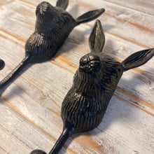 Load image into Gallery viewer, Pair of Sturdy Wall-Mounted Cast Iron Rabbit Head Hook Hanger for Hats, Coats, Clothes - Ideal for Kitchen, Bathroom, Bedroom, Office