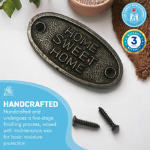 Load image into Gallery viewer, Cast Iron Antique Style HOME SWEET HOME PLAQUE SIGN | New Home | Home sweet home signs | Home signs quote | 7cm x 3cm