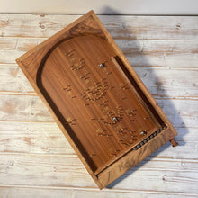 Load image into Gallery viewer, Classic vintage style TABLETOP PINBALL BAGATELLE GAME 40cm x 25cm, Spring plunger with brass pins and steel balls, Shesham Rose wood board, vintage traditional pub game