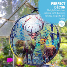 Load image into Gallery viewer, 6-Inch Stained Glass Suncatcher with Reindeer Design, Handcrafted Holiday Decor