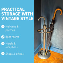 Load image into Gallery viewer, The 1930s-Style Umbrella Stand – Distressed Chrome with a Black Base